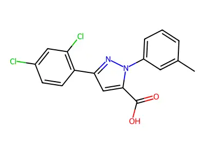 3-(2,4-Dichlorophenyl)-1-(3-methylphenyl)-1H-pyrazole-5-carboxylic acid structure
