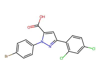 1-(4-Bromophenyl)-3-(2,4-dichlorophenyl)-1H-pyrazole-5-carboxylic acid structure