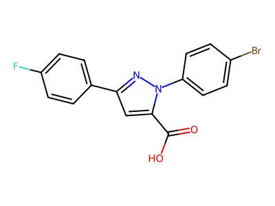 1-(4-Bromophenyl)-3-(4-fluorophenyl)-1H-pyrazole-5-carboxylic acid structure