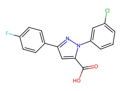 1-(3-Chlorophenyl)-3-(4-fluorophenyl)-1H-pyrazole-5-carboxylic acid structure