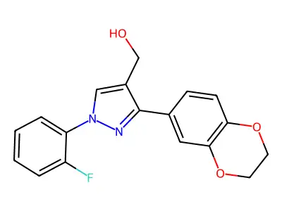(3-(2,3-Dihydro-1,4-benzodioxin-6-YL)-1-(2-F-PH)-1H-pyrazol-4-YL)methanol structure