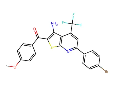 [3-amino-6-(4-bromophenyl)-4-(trifluoromethyl)thieno[2,3-b]pyridin-2-yl](4-methoxyphenyl)methanone structure