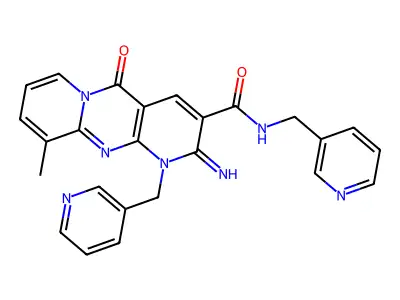 2-imino-10-methyl-5-oxo-N,1-bis(pyridin-3-ylmethyl)-2,5-dihydro-1H-dipyrido[1,2-a:2',3'-d]pyrimidine-3-carboxamide structure