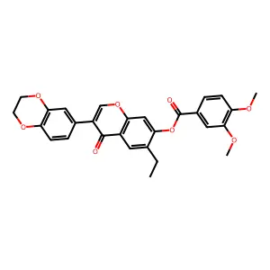 3-(2,3-dihydrobenzo[b][1,4]dioxin-6-yl)-6-ethyl-4-oxo-4H-chromen-7-yl 3,4-dimethoxybenzoate structure
