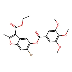 6-Bromo-3-(ethoxycarbonyl)-2-methylbenzo[b]furan-5-yl 3,4,5-trimethoxybenzoate structure