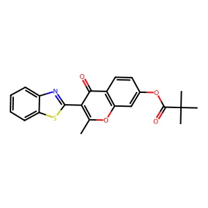 3-(1,3-benzothiazol-2-yl)-2-methyl-4-oxo-4H-chromen-7-yl 2,2-dimethylpropanoate structure