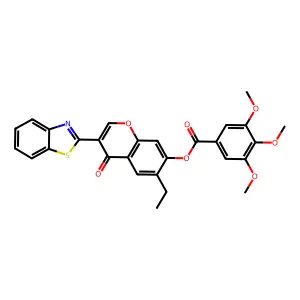 3-(1,3-benzothiazol-2-yl)-6-ethyl-4-oxo-4H-chromen-7-yl 3,4,5-trimethoxybenzoate structure