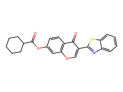 3-(benzo[d]thiazol-2-yl)-4-oxo-4H-chromen-7-yl cyclohexanecarboxylate structure