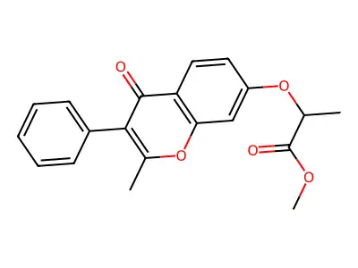 Methyl 2-(2-methyl-4-oxo-3-phenylchromen-7-yl)oxypropanoate structure