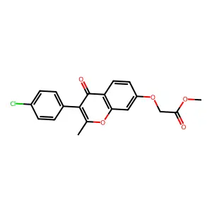 Methyl 2-[3-(4-chlorophenyl)-2-methyl-4-oxochromen-7-yl]oxyacetate structure