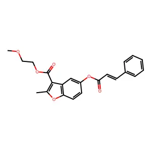 (E)-2-methoxyethyl 5-(cinnamoyloxy)-2-methylbenzofuran-3-carboxylate structure