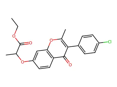 ethyl 2-((3-(4-chlorophenyl)-2-methyl-4-oxo-4H-chromen-7-yl)oxy)propanoate structure