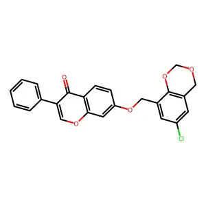 7-((6-chloro-4H-benzo[d][1,3]dioxin-8-yl)methoxy)-3-phenyl-4H-chromen-4-one structure