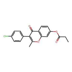 3-(4-chlorophenyl)-2-methyl-4-oxo-4H-chromen-7-yl propanoate structure