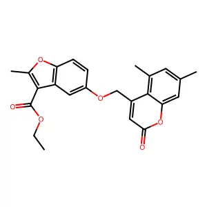 ethyl 5-[(5,7-dimethyl-2-oxo-2H-chromen-4-yl)methoxy]-2-methyl-1-benzofuran-3-carboxylate structure