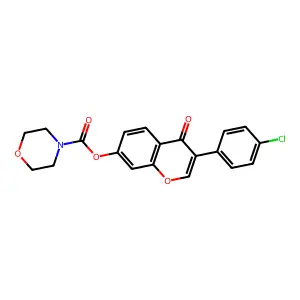3-(4-chlorophenyl)-4-oxo-4H-chromen-7-yl morpholine-4-carboxylate structure