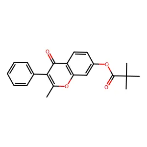 2-methyl-4-oxo-3-phenyl-4H-chromen-7-yl 2,2-dimethylpropanoate structure