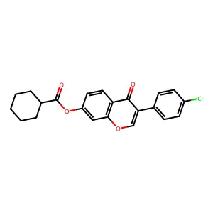 3-(4-chlorophenyl)-4-oxo-4H-chromen-7-yl cyclohexanecarboxylate structure