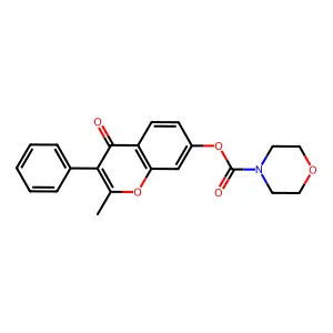 2-methyl-4-oxo-3-phenyl-4H-chromen-7-yl morpholine-4-carboxylate structure