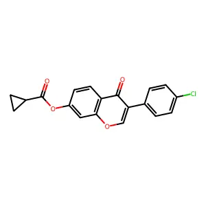 3-(4-chlorophenyl)-4-oxo-4H-chromen-7-yl cyclopropanecarboxylate structure