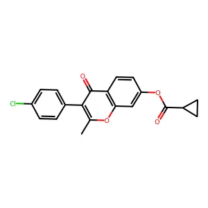 3-(4-chlorophenyl)-2-methyl-4-oxo-4H-chromen-7-yl cyclopropanecarboxylate structure