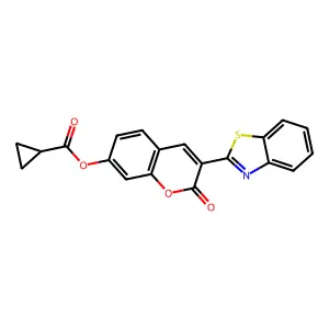 3-(1,3-benzothiazol-2-yl)-2-oxo-2H-chromen-7-yl cyclopropanecarboxylate structure