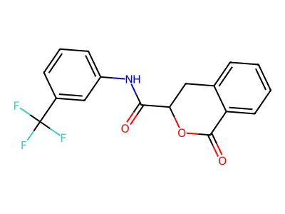 1-oxo-N-[3-(trifluoromethyl)phenyl]-3,4-dihydroisochromene-3-carboxamide structure