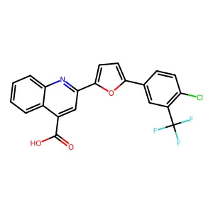 2-{5-[4-Chloro-3-(trifluoromethyl)phenyl]furan-2-yl}quinoline-4-carboxylic acid structure