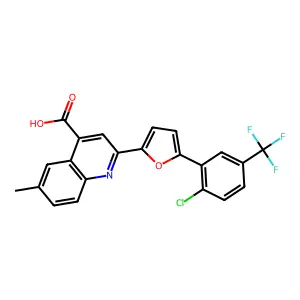 2-{5-[2-chloro-5-(trifluoromethyl)phenyl]furan-2-yl}-6-methylquinoline-4-carboxylic acid structure