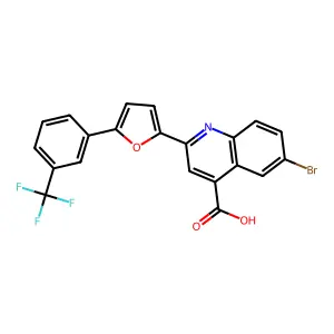 6-Bromo-2-{5-[3-(trifluoromethyl)phenyl]furan-2-yl}quinoline-4-carboxylic acid structure
