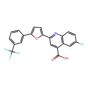 6-Fluoro-2-(5-(3-(trifluoromethyl)phenyl)furan-2-yl)quinoline-4-carboxylic acid structure
