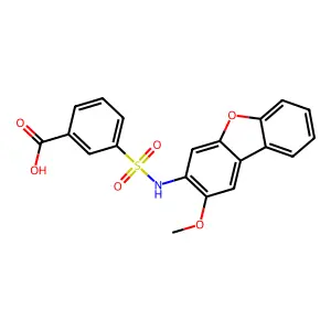 3-[(2-methoxydibenzofuran-3-yl)sulfamoyl]benzoic Acid structure