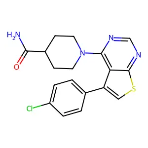 1-[5-(4-Chlorophenyl)thieno[2,3-d]pyrimidin-4-yl]piperidine-4-carboxamide structure