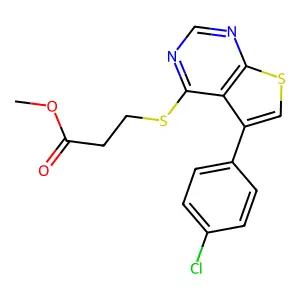 Methyl 3-{[5-(4-chlorophenyl)thieno[2,3-d]pyrimidin-4-yl]sulfanyl}propanoate structure