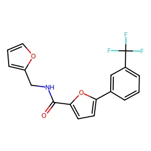 N-(furan-2-ylmethyl)-5-[3-(trifluoromethyl)phenyl]furan-2-carboxamide structure