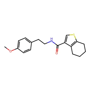 N-[2-(4-methoxyphenyl)ethyl]-4,5,6,7-tetrahydro-1-benzothiophene-3-carboxamide structure