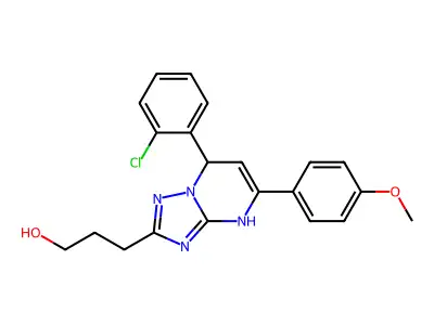 3-[7-(2-chlorophenyl)-5-(4-methoxyphenyl)-4,7-dihydro[1,2,4]triazolo[1,5-a]pyrimidin-2-yl]propan-1-ol structure