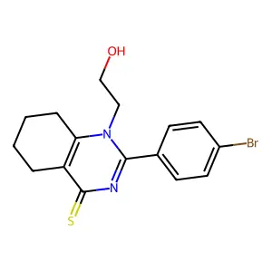 2-(4-bromophenyl)-1-(2-hydroxyethyl)-5,6,7,8-tetrahydroquinazoline-4(1H)-thione structure