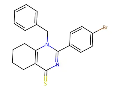 1-benzyl-2-(4-bromophenyl)-5,6,7,8-tetrahydroquinazoline-4(1H)-thione structure