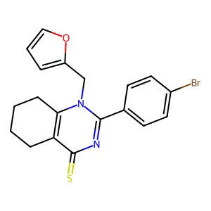 2-(4-bromophenyl)-1-(2-furylmethyl)-5,6,7,8-tetrahydro-4(1H)-quinazolinethione structure