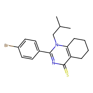2-(4-bromophenyl)-1-isobutyl-5,6,7,8-tetrahydroquinazoline-4(1H)-thione structure