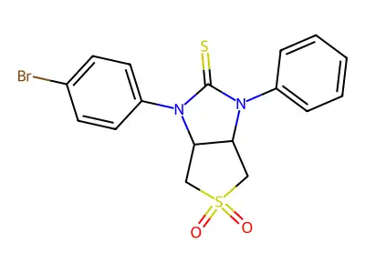 1-(4-bromophenyl)-3-phenyltetrahydro-1H-thieno[3,4-d]imidazole-2(3H)-thione 5,5-dioxide structure