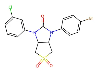 1-(4-bromophenyl)-3-(3-chlorophenyl)tetrahydro-1H-thieno[3,4-d]imidazol-2(3H)-one 5,5-dioxide structure