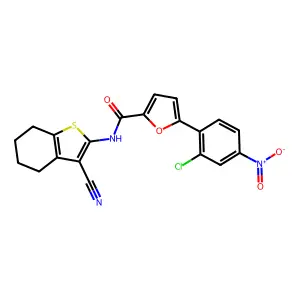 5-(2-chloro-4-nitrophenyl)-N-(3-cyano-4,5,6,7-tetrahydro-1-benzothiophen-2-yl)furan-2-carboxamide structure