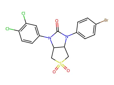 1-(4-bromophenyl)-3-(3,4-dichlorophenyl)tetrahydro-1H-thieno[3,4-d]imidazol-2(3H)-one 5,5-dioxide structure