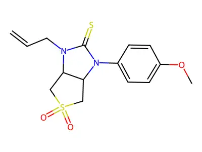 1-allyl-3-(4-methoxyphenyl)tetrahydro-1H-thieno[3,4-d]imidazole-2(3H)-thione 5,5-dioxide structure