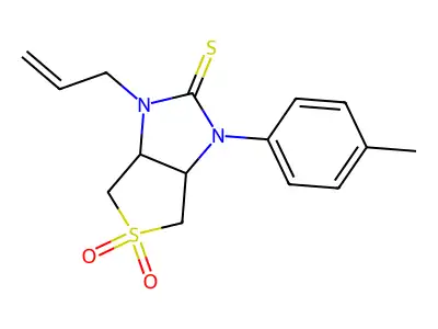 1-allyl-3-(p-tolyl)tetrahydro-1H-thieno[3,4-d]imidazole-2(3H)-thione 5,5-dioxide structure