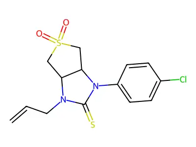 1-allyl-3-(4-chlorophenyl)tetrahydro-1H-thieno[3,4-d]imidazole-2(3H)-thione 5,5-dioxide structure