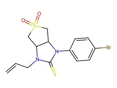 1-allyl-3-(4-bromophenyl)tetrahydro-1H-thieno[3,4-d]imidazole-2(3H)-thione 5,5-dioxide structure