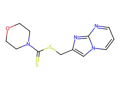 Imidazo[1,2-a]pyrimidin-2-ylmethyl morpholine-4-carbodithioate structure